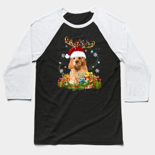 Cocker Spaniel christmas lights santa hat xmas reindeer Baseball T-Shirt